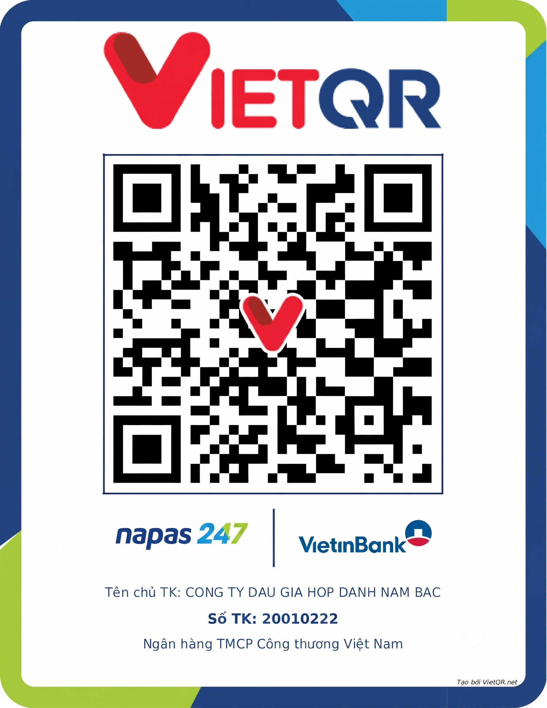 Mã QR Vietinbank Công ty Đấu giá Hợp danh Nam Bắc